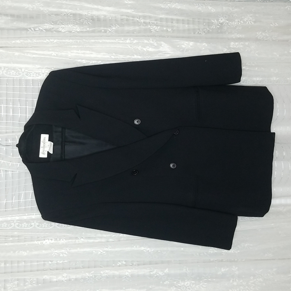 Vintage Jones New York Black Oversized 100% Wool Blazer size 8